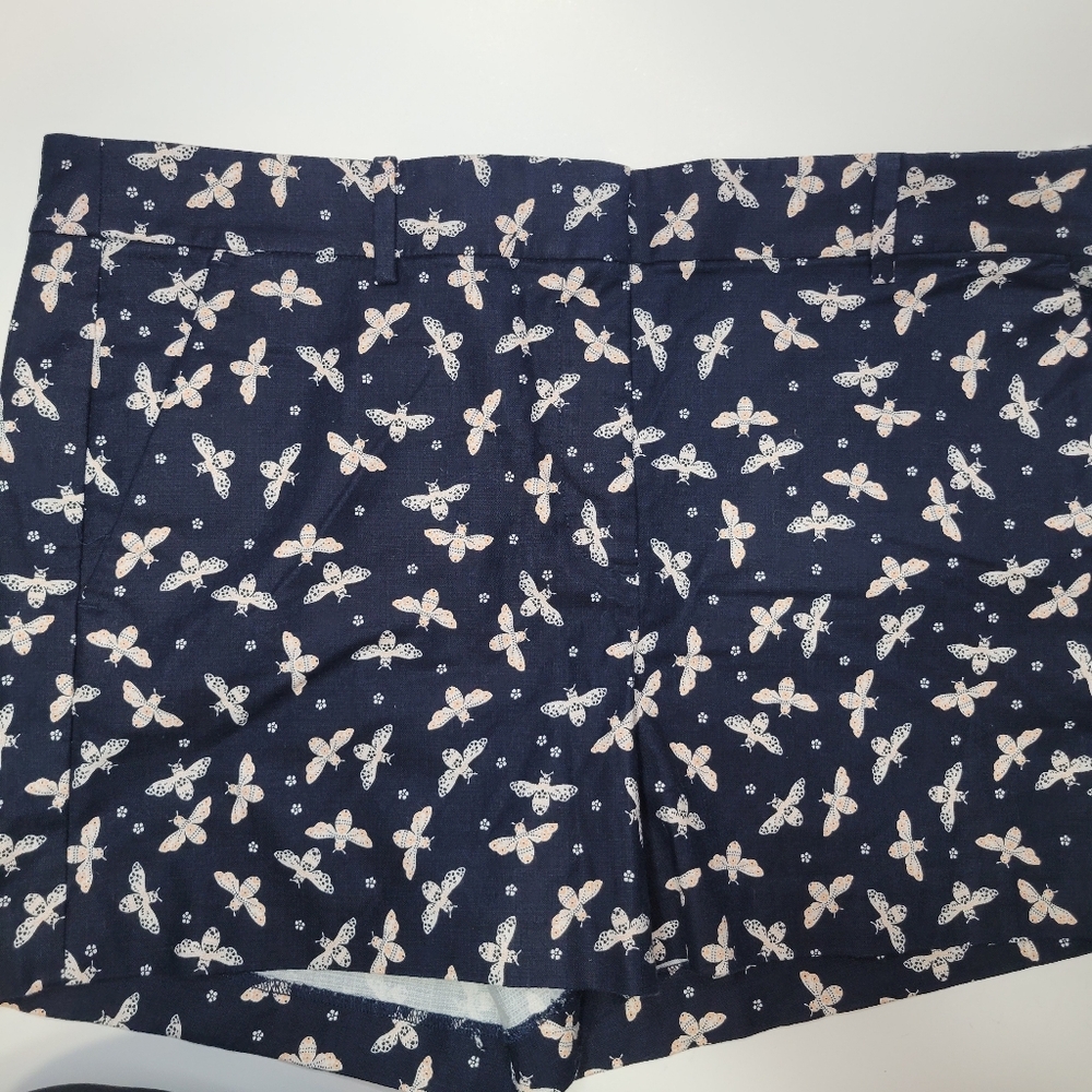 Women's shorts sz 12 4" inseam LOFT Riviera butterfly blue peach pattern